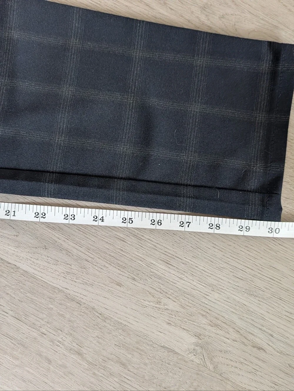 Zara Mens Black Windowpane Plaid Trousers Size M Tailored Slim Fit Office Preppy